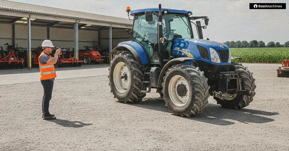 Photo-style illustration of a machine for the guide “Farm Tractor Sale: Verify Hours, PTO and Hydraulic Condition” at a