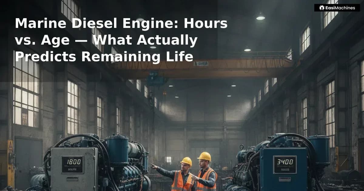 Logged hours and build year each tell part of the story on a used marine diesel — but neither alone is a reliable predicto...